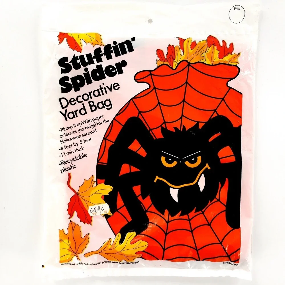 Halloween Decorative Leaf Yard Bag Lot Of 2 Spider & Jack-O-Lantern New Sealed